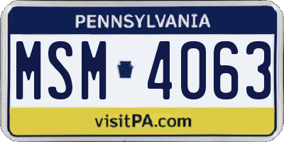 PA license plate MSM4063