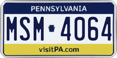 PA license plate MSM4064