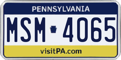 PA license plate MSM4065