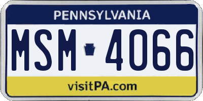 PA license plate MSM4066