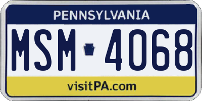 PA license plate MSM4068
