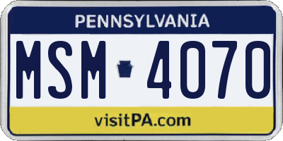 PA license plate MSM4070