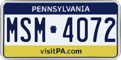 PA license plate MSM4072