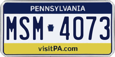 PA license plate MSM4073