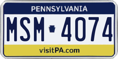 PA license plate MSM4074