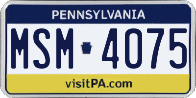 PA license plate MSM4075