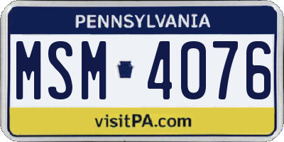 PA license plate MSM4076