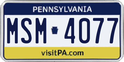 PA license plate MSM4077