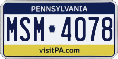 PA license plate MSM4078