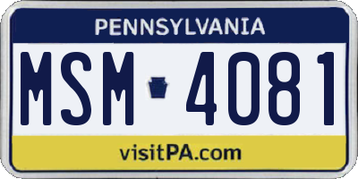 PA license plate MSM4081