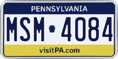 PA license plate MSM4084