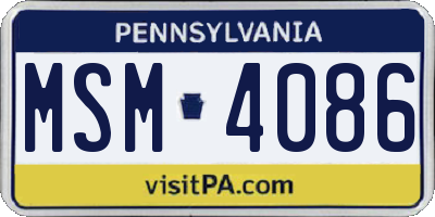 PA license plate MSM4086