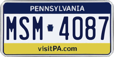 PA license plate MSM4087