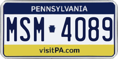 PA license plate MSM4089