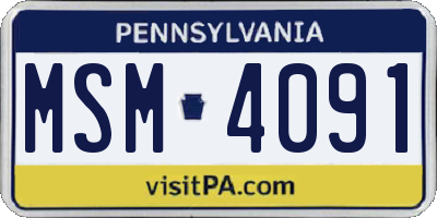 PA license plate MSM4091