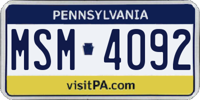 PA license plate MSM4092