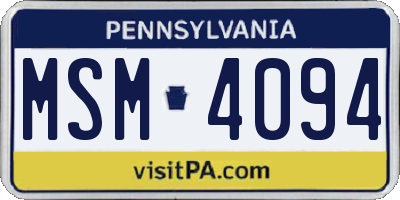 PA license plate MSM4094