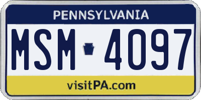PA license plate MSM4097