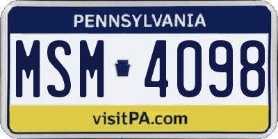 PA license plate MSM4098