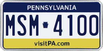 PA license plate MSM4100