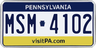 PA license plate MSM4102