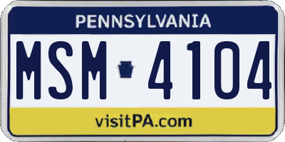 PA license plate MSM4104