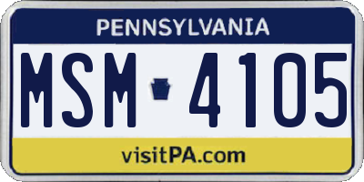 PA license plate MSM4105