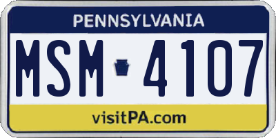 PA license plate MSM4107