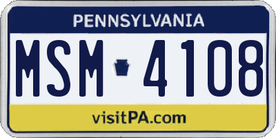 PA license plate MSM4108