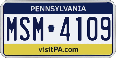 PA license plate MSM4109