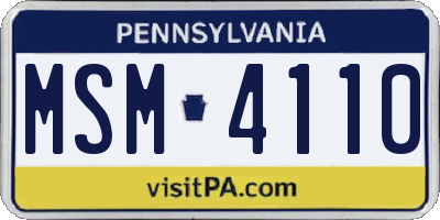 PA license plate MSM4110