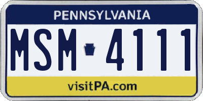 PA license plate MSM4111