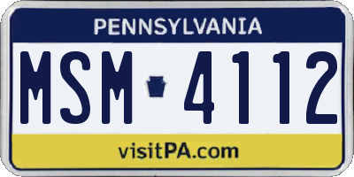 PA license plate MSM4112