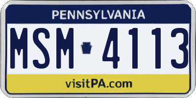 PA license plate MSM4113