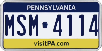 PA license plate MSM4114