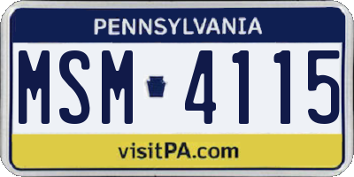 PA license plate MSM4115