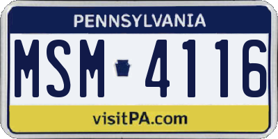 PA license plate MSM4116