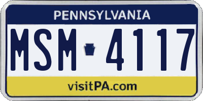 PA license plate MSM4117