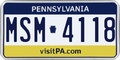PA license plate MSM4118