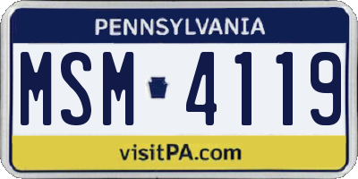 PA license plate MSM4119