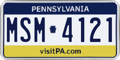 PA license plate MSM4121