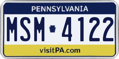 PA license plate MSM4122