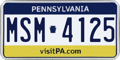 PA license plate MSM4125