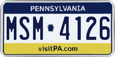 PA license plate MSM4126