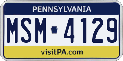 PA license plate MSM4129
