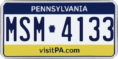 PA license plate MSM4133