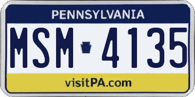 PA license plate MSM4135