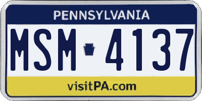 PA license plate MSM4137