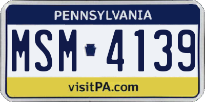 PA license plate MSM4139