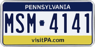 PA license plate MSM4141
